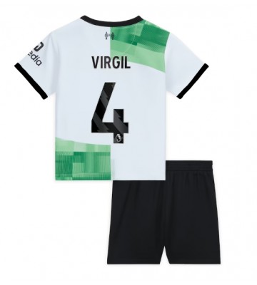 Liverpool Virgil van Dijk #4 Borta Kläder Barn 2023-24 Kortärmad (+ Korta byxor)